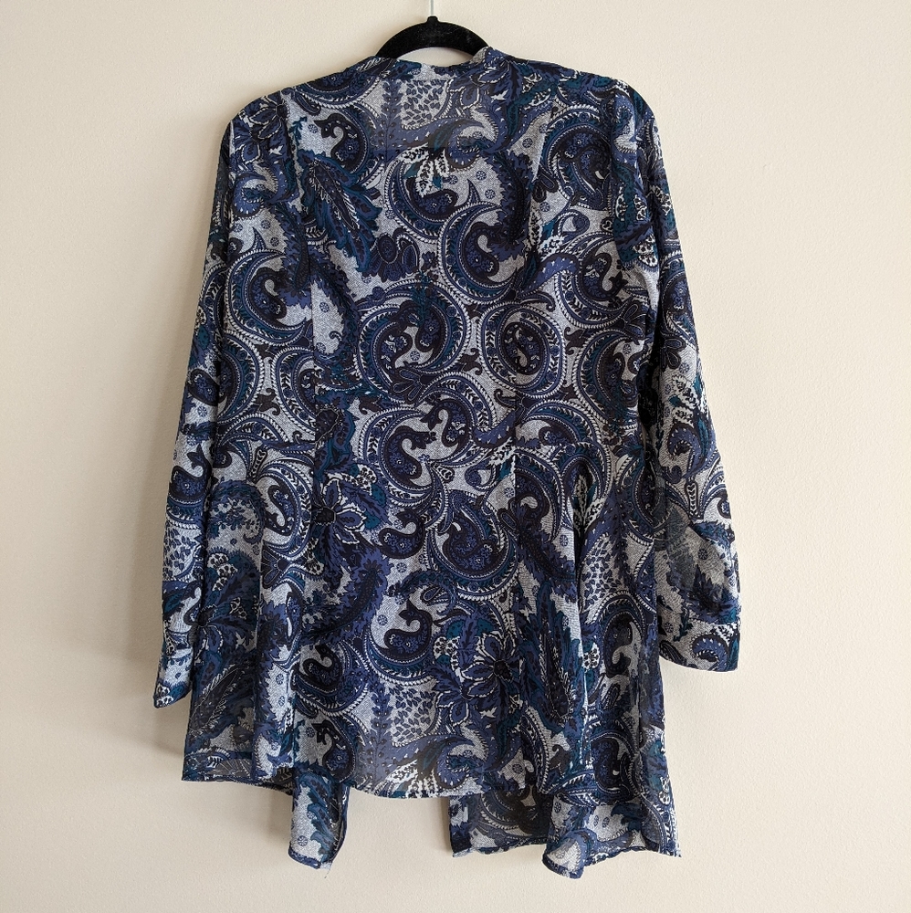 Cleo Petite - navy paisley buttoned shirt & camisole set - Picture 8 of 8
